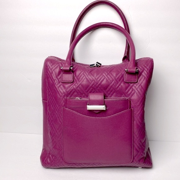 Snob Essentials Fuchsia Tote Handbag Removable zipper coin purse - Picture 2 of 12